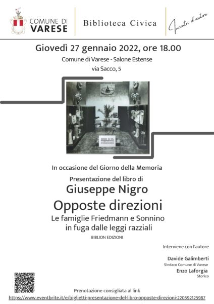 Locandina presentazione volume Opposte direzioni